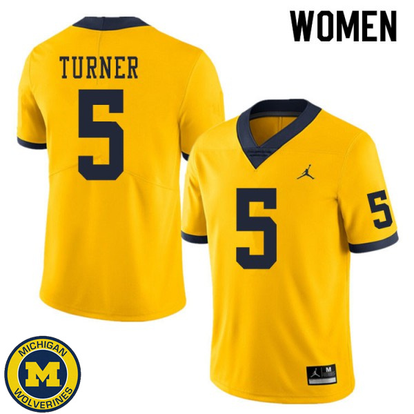 Women's Michigan Wolverines #5 DJ Turner Yellow High School Jersey